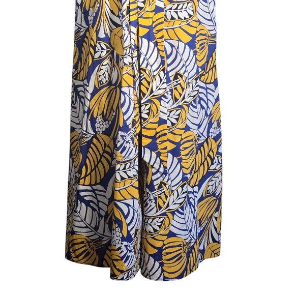 Talbots Tropical Leaf Poplin Shirt Dress Fit & Flare Midi with Pockets Size 8 - Picture 5 of 10